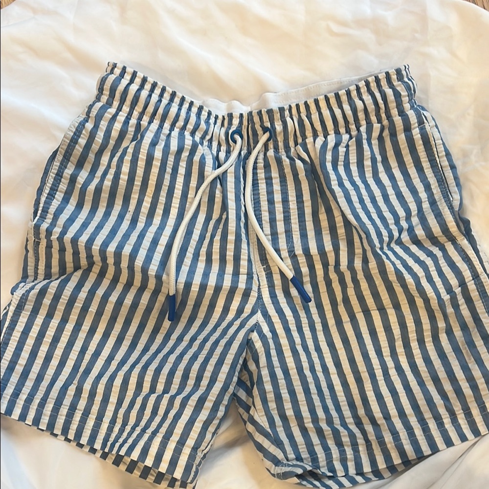 Blue and White Striped boy's Swim Shorts